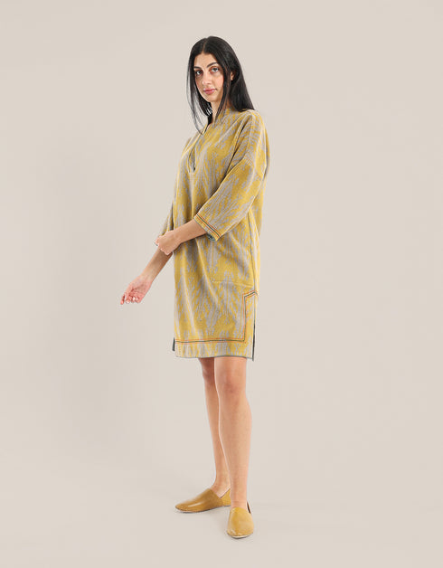 Short dress with contrasting color trims